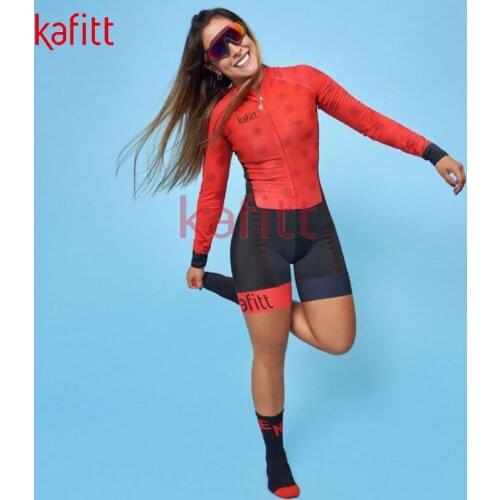 Kafeet Long Sleeve Uniform Ladies New Cycling Jersey Sweatshirt Macaquinho GO Mountain Bike Wear Jumpsuit Red Suit
