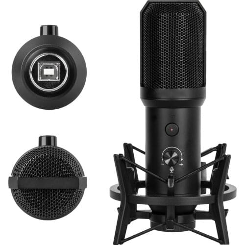 Condenser Microphone With Adjustable Mic Arm Stand Shock Mount For Gaming Studio Podcast Recording Video Steaming-Black