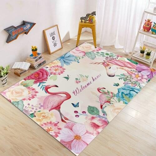 Flowers Unicorn Rugs And Carpets For Baby Home Living Room Large Bedroom Parlor Hallway kitchen Door Floor Bath Mats