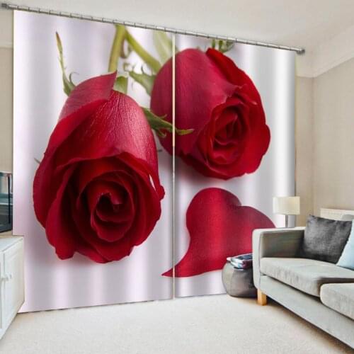 Beautiful Photo Fashion Customized 3D Curtains red rose curtains 3D Blackout Curtains Living Room Bedroom