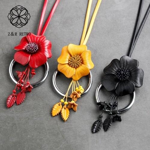 Beautiful Flower Necklaces&Pendants Handmade Statement Necklace Long Rope Chain Vintage Necklace Fashion Jewelry Accessories New