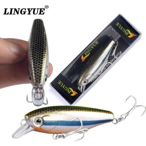 LINGYUE Slowly Sinking Fat Minnow 65mm 7.5g Hard Bait Fishing Lure Diving 0.2-2m Wobblers Topwater Crankbait For Pike Bass