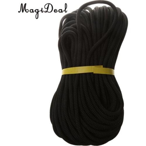 MagiDeal Utility 8mm Climbing Safety Sling Rappelling Rope Auxiliary Cord Black 10/20/30/40m for Expedition Climbing Caving Acce