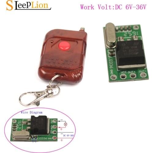 Sleeplion DC 6V 9V 12V 24V 1CH Micro Relay Remote Control Switch 6V-36V Mini Small Receiver Power ON OFF Module 315MHz
