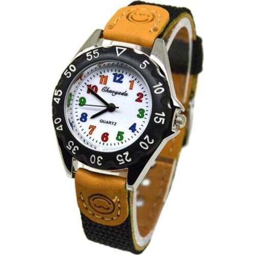 Cute Boys Girls Quartz Watch Kids Childrens Fabric Strap Student Time Clock Wristwatch Gifts Colorful Number Dial Clock LZY091