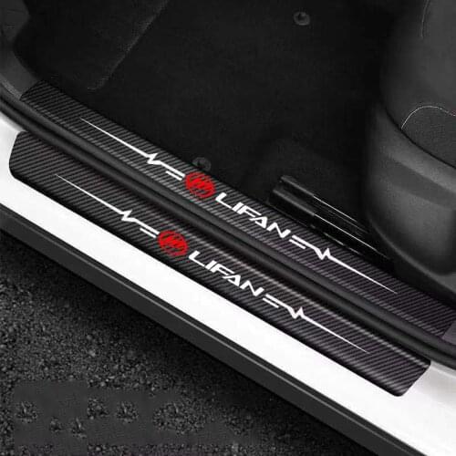 For lifan solano x60 x50 650 Emblem Stickers Accessories 4pcs car Sticker door carbon leather Fiber Sill Plate