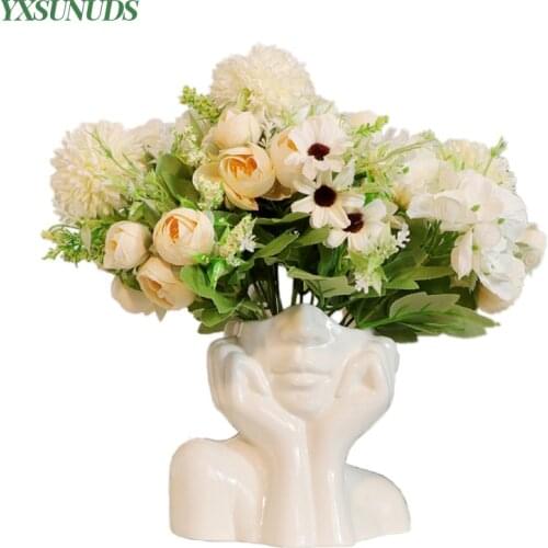 Nordic Ceramic Human Body Art Vase Abstract Sculpture Plant Flower Pot Living Room Decor Handicraft Vase Home Decor Ornaments