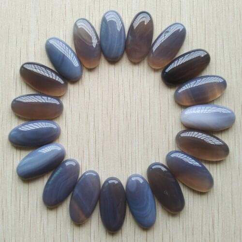 Wholesale 20pcs/Lot fashion high quality natural grey onyx oval shape cab cabochon beads for Jewelry making 15x30mm free