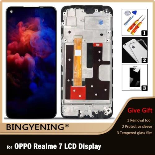 Original For OPPO Realme 7 RMX2155 LCD Display Screen Touch Digitizer Assembly For Realme 7 With Frame Replace