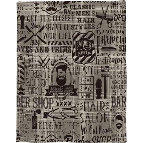 Barber Shop Letters Element Throw Blanket Portable Soft Bedspread Microfiber Flannel Blankets for Beds