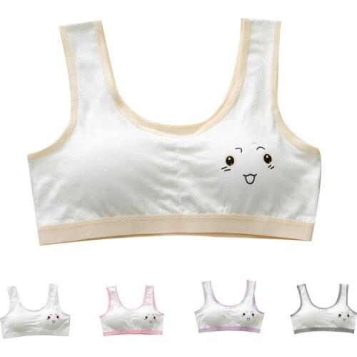 Teenage Girls Training Bras Kids Soft Cotton Underwear Breathable Sports Bra Students Tube Top Puberty Racerback Top Vest 8-16Y