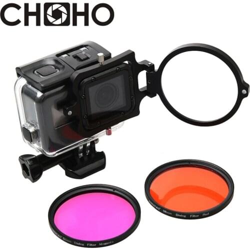 Underwater Waterproof Case Diving Dive Filter Red Purple Housing Lente Filtors Sets for Gopro Hero 5 6 7 BLACK Accessorie