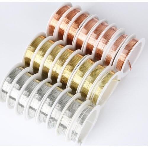 1.5-20Meters/Lot 0.2/0.25/0.3/0.4/0.5/0.6/0.8/1.0mm Gold Silver Cord Copper Beading Wire DIY Making Jewelry Connector Findings