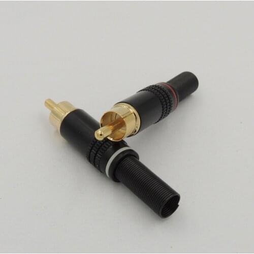 RCA Male Plug connector Soldering Audio Video In-Line Jack Adapter with Spring Strain Relief Gold Plated