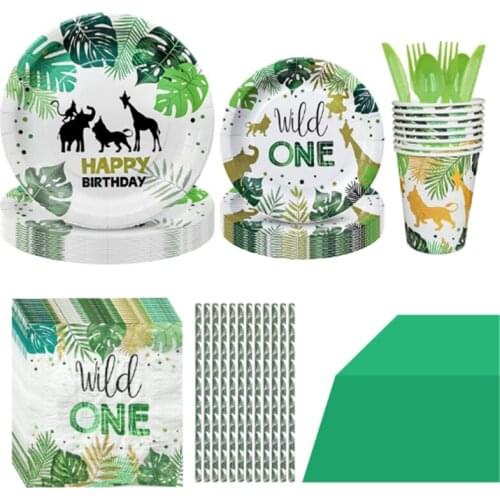 Happy Birthday Wild Theme Party WILD ONE Wild Party Baby One Year Old Newborn Party Decoration Baby Shower Disposable Products