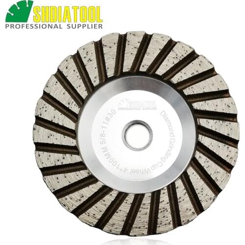 SHDIATOOL 1pc 5/8-11 Dia 4"/100mm Aluminum Based Grinding Wheel Diamond Grinding Cup Disc Granite Marble Grinding Wheel