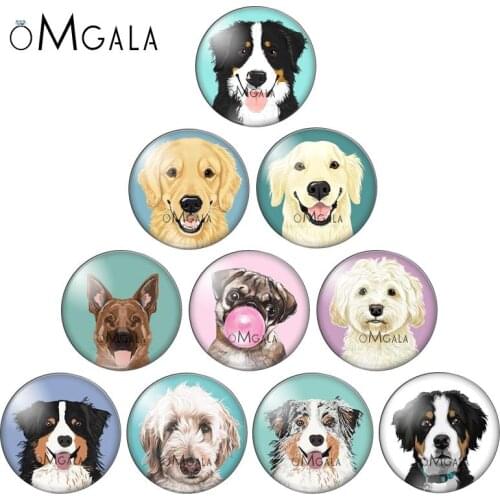 Lovely dogs cartoon dogs 10pcs mixed 12mm/18mm/20mm/25mm Round photo glass cabochon demo flat back Making findings