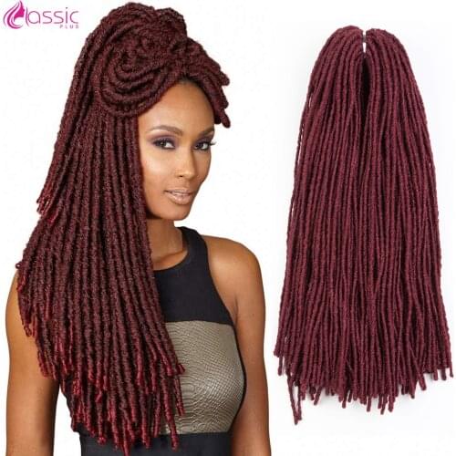 CLASSIC PLUS Hair Synthetic Faux Locs Crochet Braids Hair Dreadlocks Ombre Red 28 Inch Braiding Hair Extensions Wig For Women