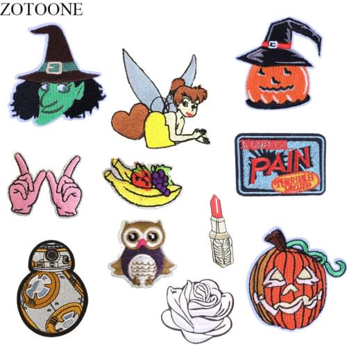 ZOTOONE Halloween Flower Patches Diy Stickers Iron on Clothes Heat Transfer Applique Embroidered Applications Cloth Fabric G