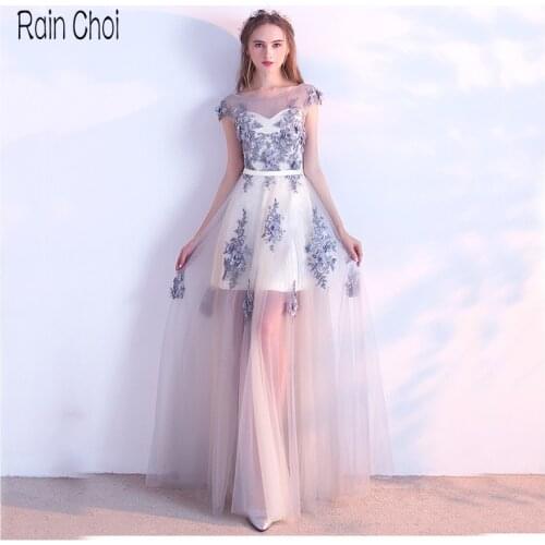 Formal Prom Dress Tulle Graduation Gown Applique Robe de soirée Long Evening Dresses