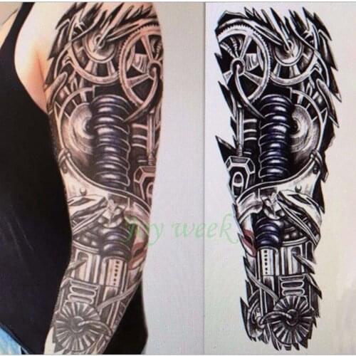Waterproof Temporary Tattoo Sticker Full Sleeve Large Size Robot Arm Tatto Flash Tatoo Body Paint Fake Tatouage for Men Women 19