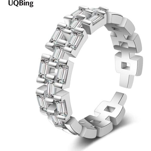 Ins Style Full CZ Zircon Women 925 Sterling Silver Wedding Rings Bijoux Fashion Engagement Jewelry