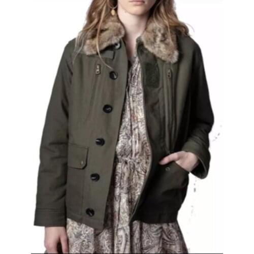 2021 Winter Woman Coat Embroidery Skull Back Fox Fur Warm Parka for Women