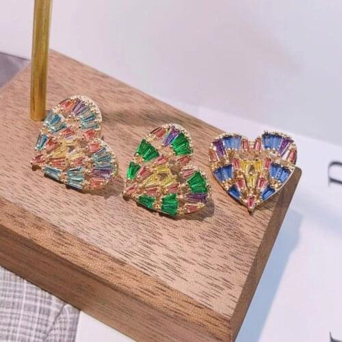 Be 8 New Fashion Brincos Bijoux Heart Stud Earrings Charming AAA Cubic Zircon Earrings for Lady Party Accessories E873