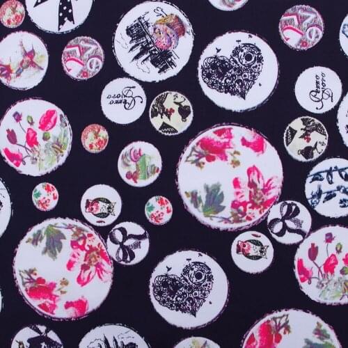 1 yard Cotton Woven Fabric - bird,flower,heart,castle (width=140cm)