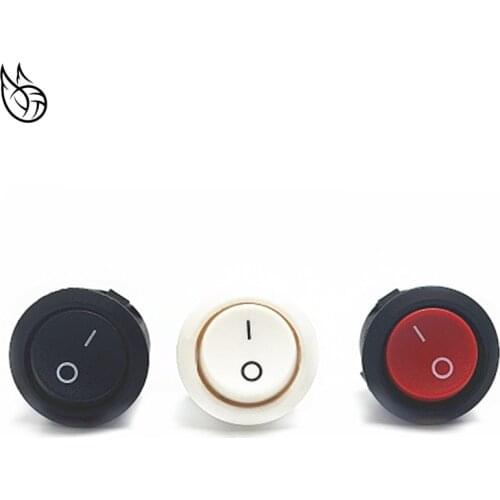10PCS Red Black White ON/OFF Round Rocker Toggle Switch 6A/250VAC 10A 125VAC Plastic Push Button Switch