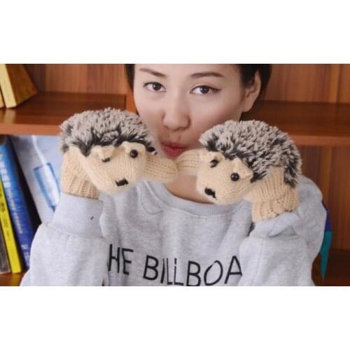 120pairs/lot womens fashion warm cute knitted hedgehog gloves