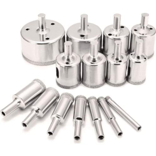 15Pcs Diamond Drill Bits 6-50mm /1/4 to 2 Inch Hole Saw Remover Tools for Glass, Porcelain, Ceramic, Granite Stone