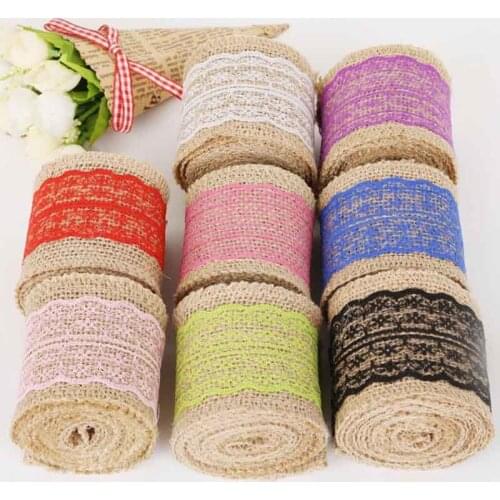 2m/roll 6cm Wide Jute Cloth Roll Colorful DIY Handmade Wedding Party Supplies Crafts Linen Volume Burlap Ribbon Apparel Sewing