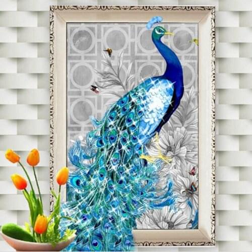 32*45cm Mosaic Diamond Painting Peacock 5D Diamond Embroidery China DIY Needlework Cross Stitch Kits