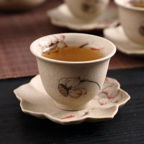 Tea cup of celadon carp tea cup Kung Fu tea set tea cushion lotus small tea cup small cup shot glasses strawberry cups