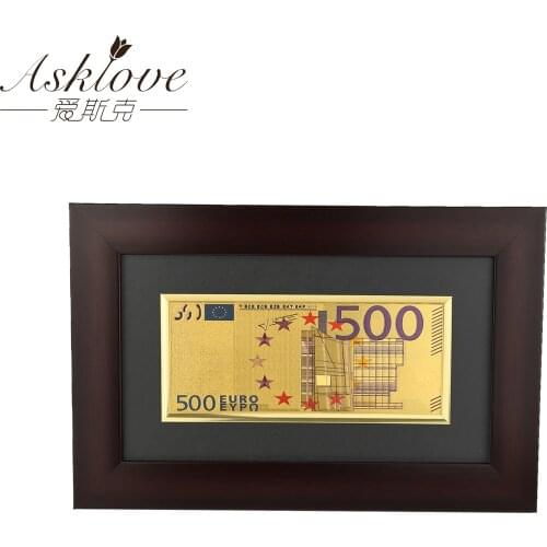 EUR Gold Banknotes Framed painting Fake Money for Collection Souvenir 500 Euro Banknote Gifts Wall art pictures Home decoration