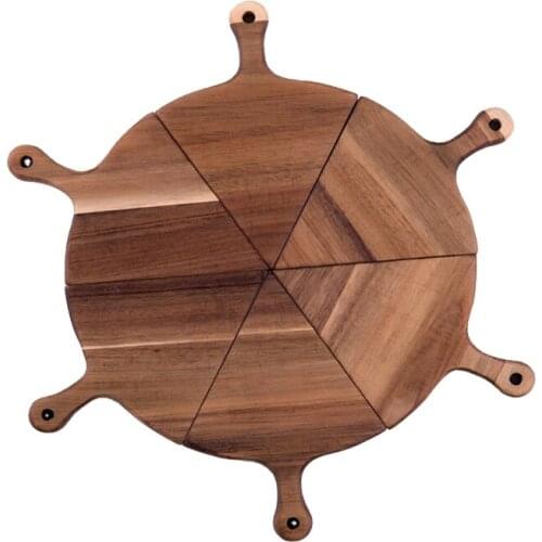 HOT SALE 6Pcs/Set Wooden Pizza Tray Bread Cake Cutting Board Household Baking Plate Kitchen Bakeware