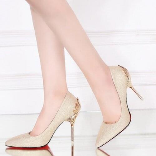 Metal Decoration Pointed Shallow Mouth Set Feet Sexy Temperament High Heels Spring And Autumn Elegant Ladies Single Shoes