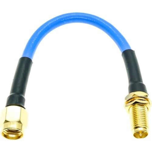 RPSMA male to RP SMA female Nut Bulkhead connector RG402 RG-402 Semi Flexible Coaxial Cable 0.141" 50ohm Blue