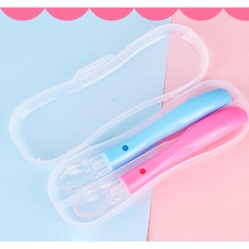 Home Travel Feeding Spoon Container Baby Spoon Fork Storage Box Infant Tableware 2 Grids Case Portable Transparent PP Organizer