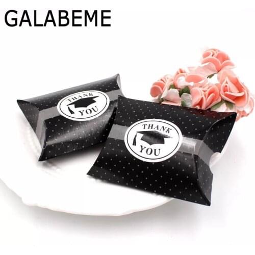 50pcs/lot Graduation Gift Box Pillow Favor Box Graduation Decoration Centerpieces Graduate Party Souvenirs Box