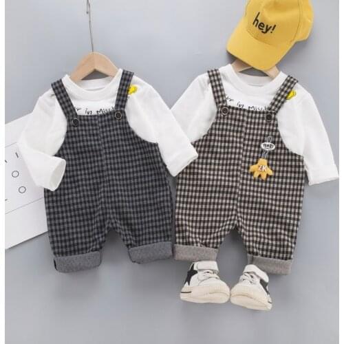 Baby Girls Boy Clothes Suit Kids Baby Clothing Set Long Sleeve Letter T-Shirt Overalls Newborn Clothes Set Toddler Clothing