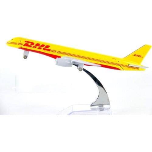 Hot sell plane model Boeing 757 DHL cargo aircraft B757 16cm Alloy simulation airplane model for kids toys Christmas gift