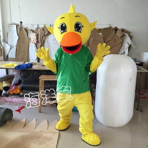 Cute Cartoon Duck Mascot Costume Duck with Green Shirt Cosplay Mascot Costumes Fancy Dress Halloween Party Advertising Outfit
