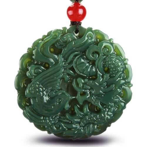 Natural XinJiang gray jade Carven GuanYu Pendant Amulet Necklace Handwork carving