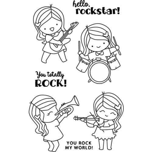 Girl and boy Transparent Clear stamps and metal cutting dies