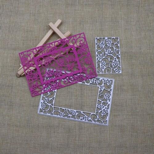 Cutting Dies Strawberry Lace Frame Metal Rectangle Stencil for DIY Scrapbooking Paper Card Making Embossing Craft Dies
