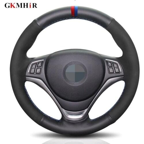 DIY Hand-stitched Black Suede Leather Car Steering Wheel Cover for BMW M Sport M3 E87 E81 E82 E88 E90 E91 E92 E93