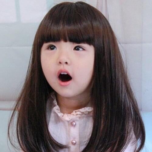Synthetic Heat Resistant Fiber Straight Child Hair Brown/black Children Wig