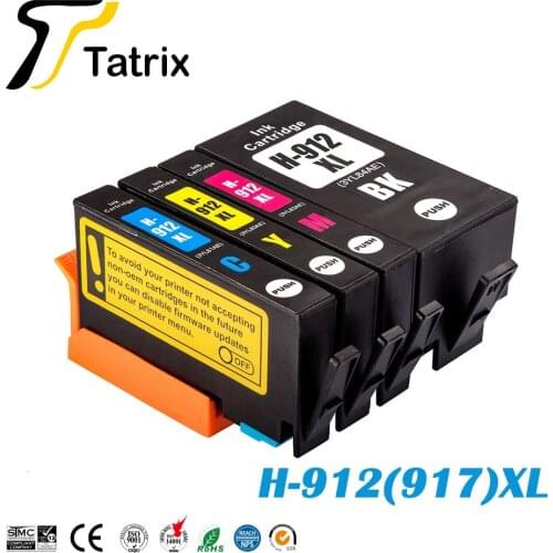 Tatrix 912 XL 912XL 917XL ink cartridge Premium Color Compatible Printer Ink Cartridge for HP OfficeJet 8010/8012etc. 912XL